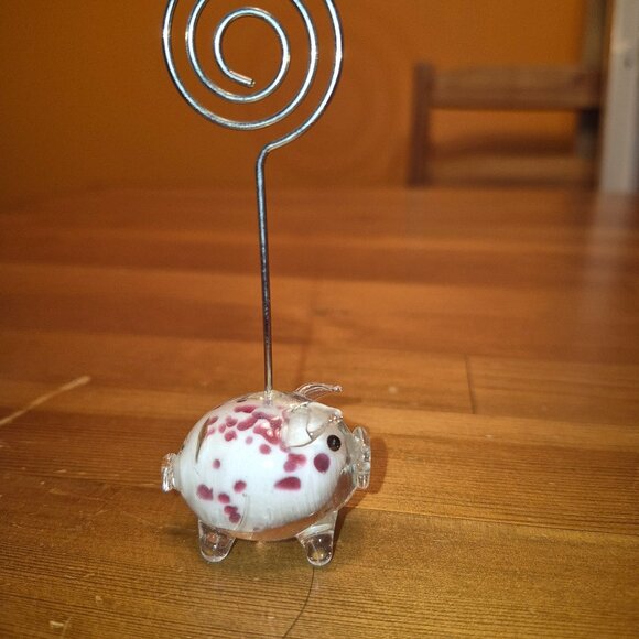 Blown Glass Pig note holder from Pier 1 Import - Picture 7 of 8